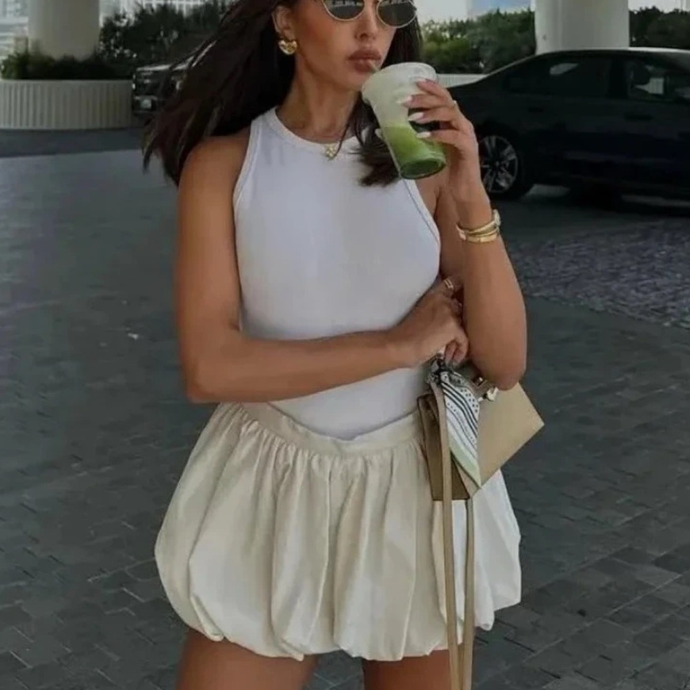 ZARA Cream Bubble Skirt